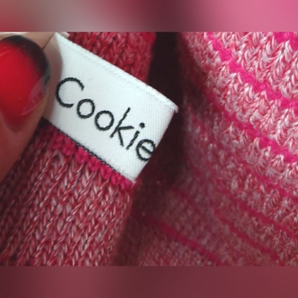 Pink # 5 Buttons Cookie Kudos Knit Women's Sweater Cardigan Buttons SZ small - Picture 13 of 15